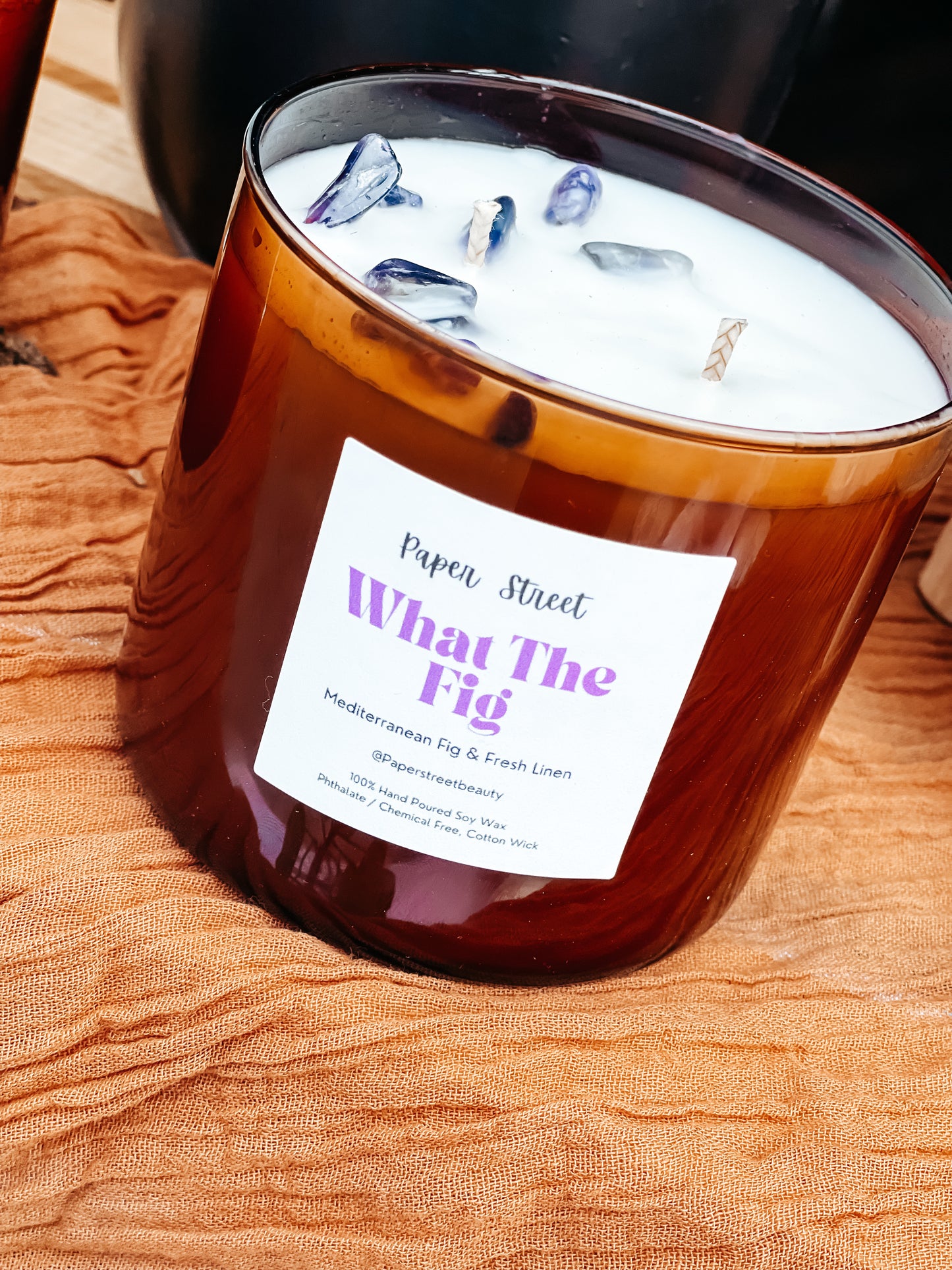 What the Fig! 16 oz Coconut Soy Wax Candle Amber Jar