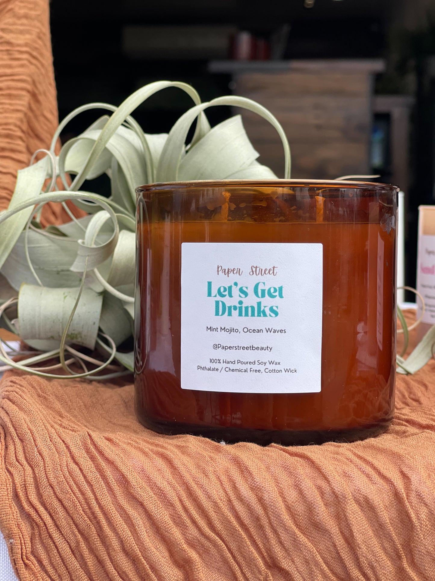 Lets Get Drinks 16 oz Coconut Soy Wax Candle Amber Jar