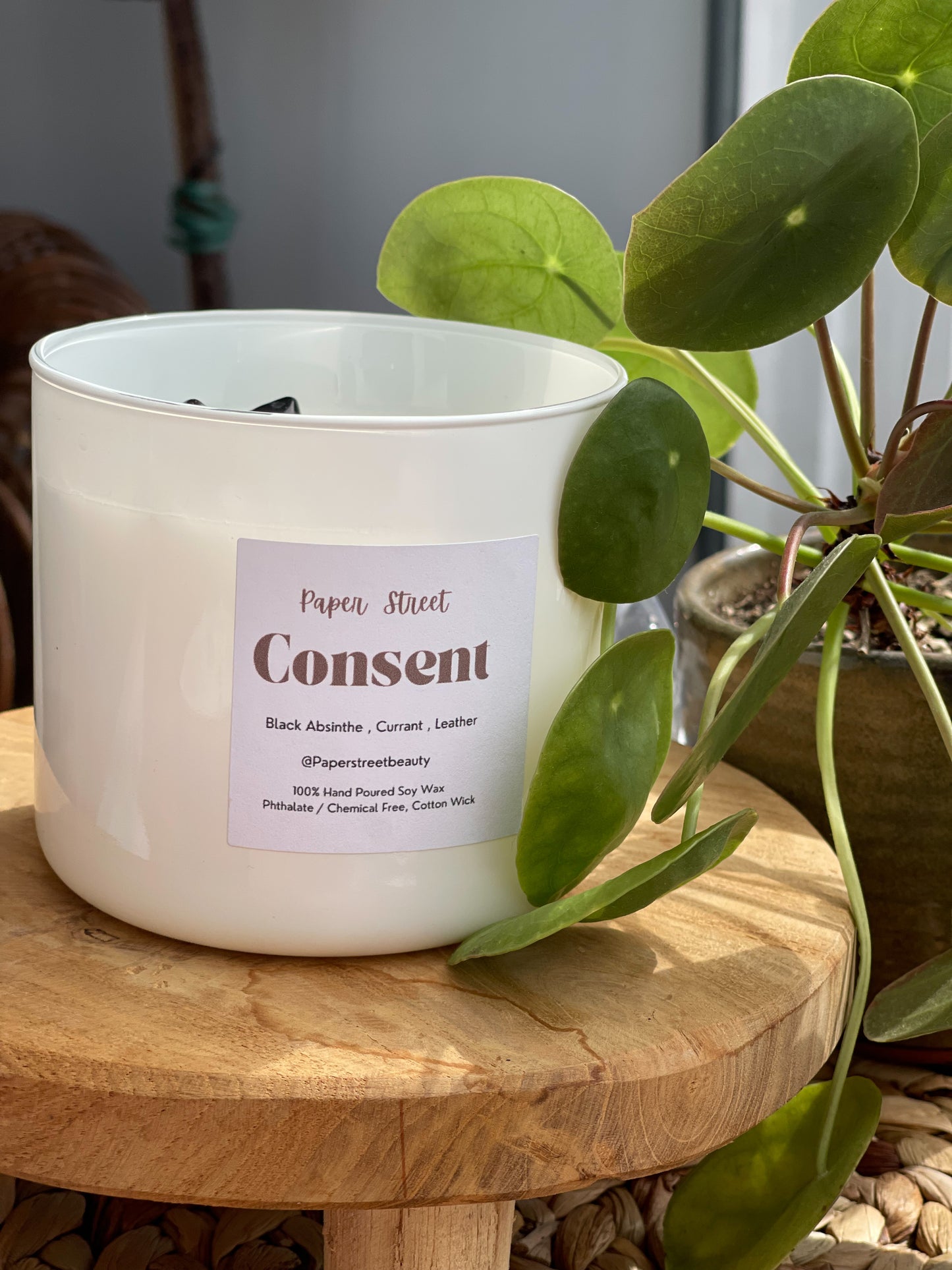 Consent 16oz Coconut Soy Wax Candle White Jar