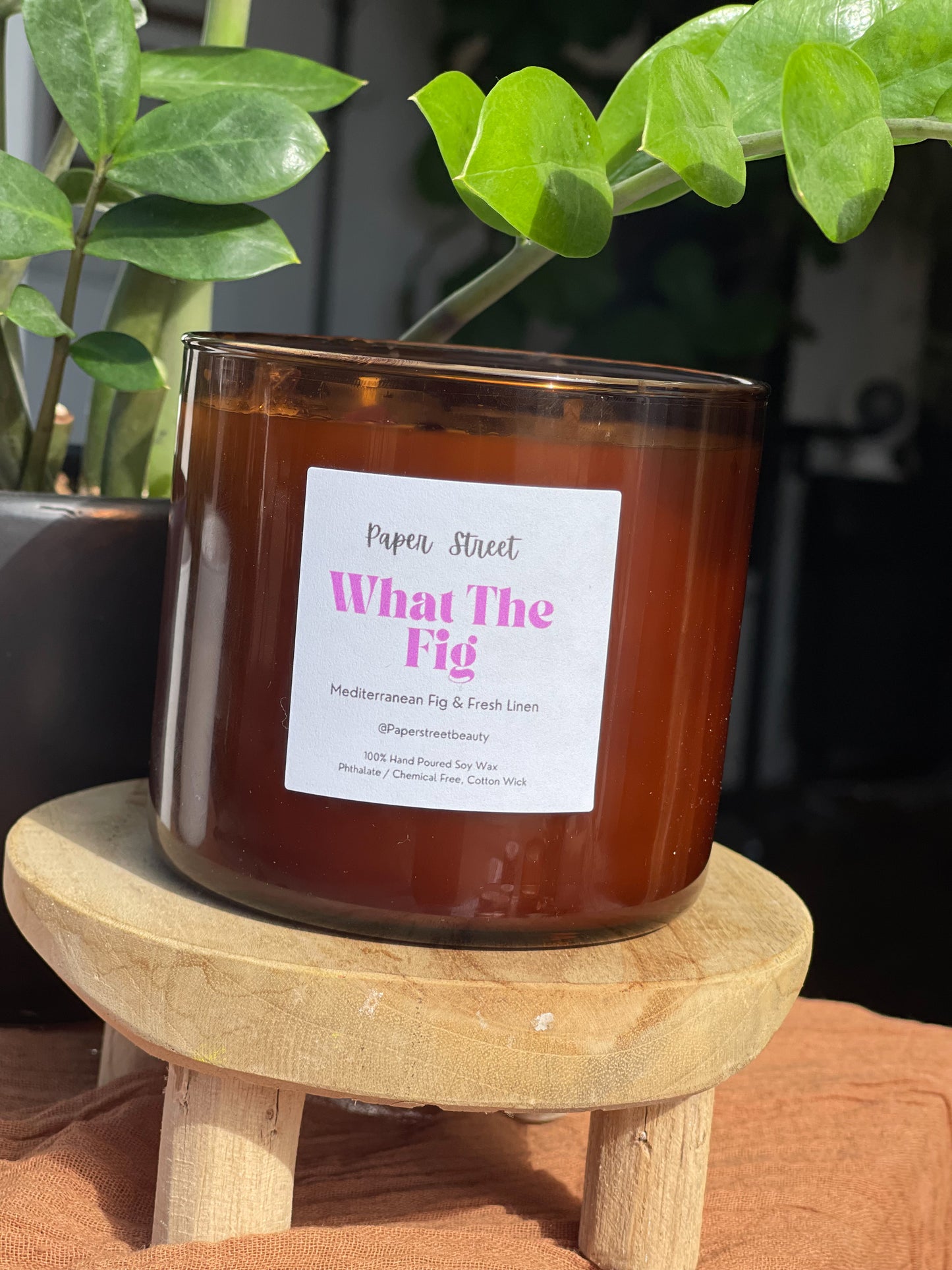 What the Fig! 16 oz Coconut Soy Wax Candle Amber Jar