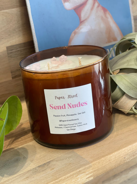 Send Nudes 16 oz Coconut Soy Candle Amber Jar